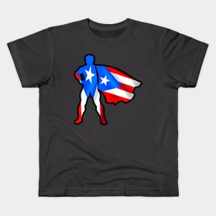 Puerto Rico Hero Wearing Cape of Puerto Rico Flag Hope and Peace Unite Kids T-Shirt